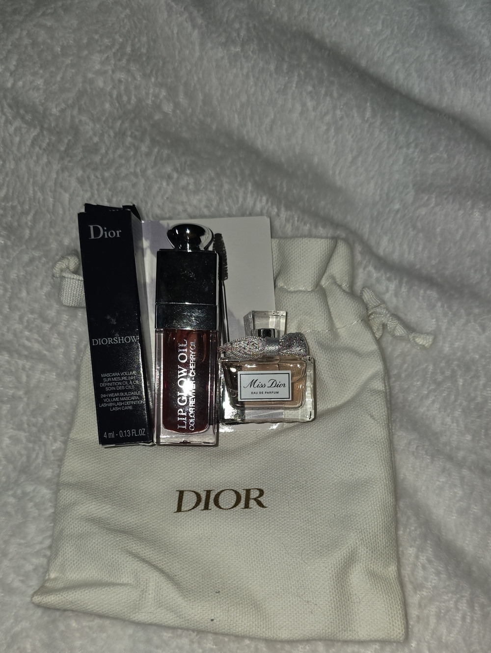 Dior Lip Glow Oil & Miss Dior Mini Set in Clear, Pink, Black
